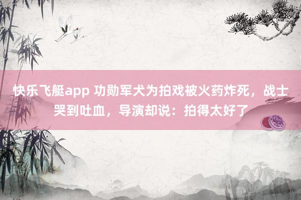 快乐飞艇app 功勋军犬为拍戏被火药炸死，战士哭到吐血，导演却说：拍得太好了